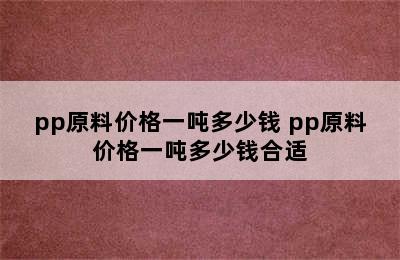 pp原料价格一吨多少钱 pp原料价格一吨多少钱合适